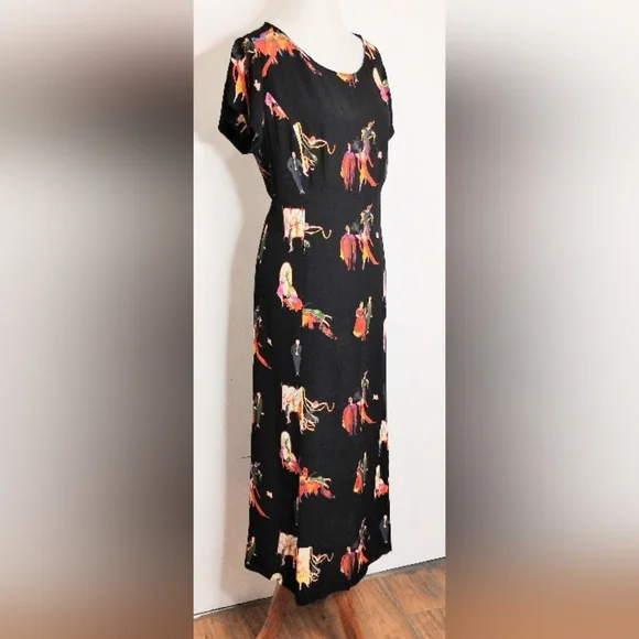 VINTAGE DOROTHY SCHOELEN RAYON CREPE MAXI DRESS - Picture 5 of 10